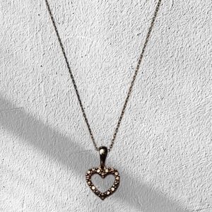 Vintage-Style Rhinestone Heart Pendant Necklace